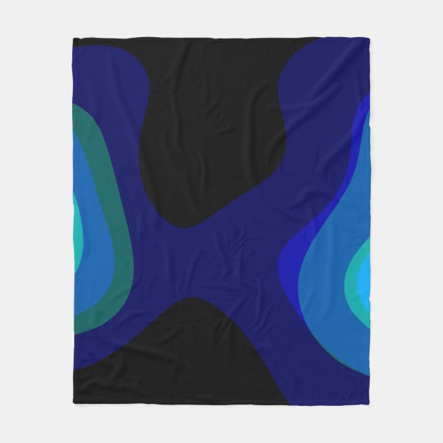Cobertor De Velo abstrato de 1007 Preto E Azul (Frente)