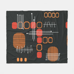 Cobertor De Velo Abstrato de atômica Laranja Preto Queimado