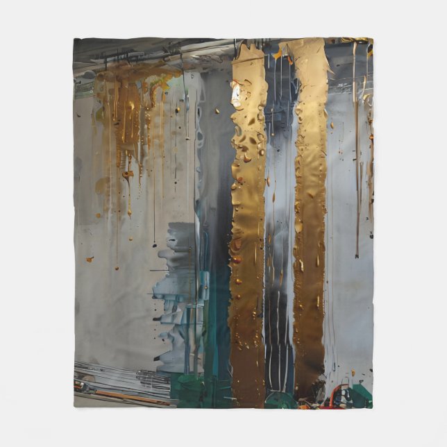 Cobertor De Velo Abstrato de Elegância Moderna Dourada (Frente)