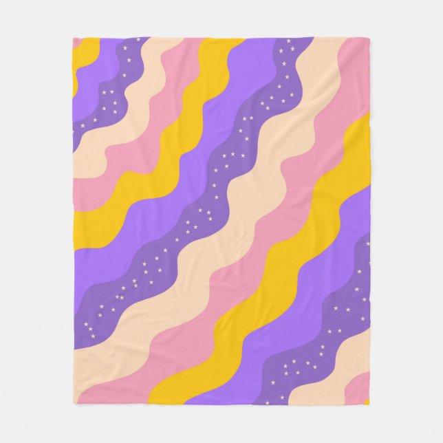 Cobertor De Velo Abstrato de estribo celestial amarelo púrpura (Frente)