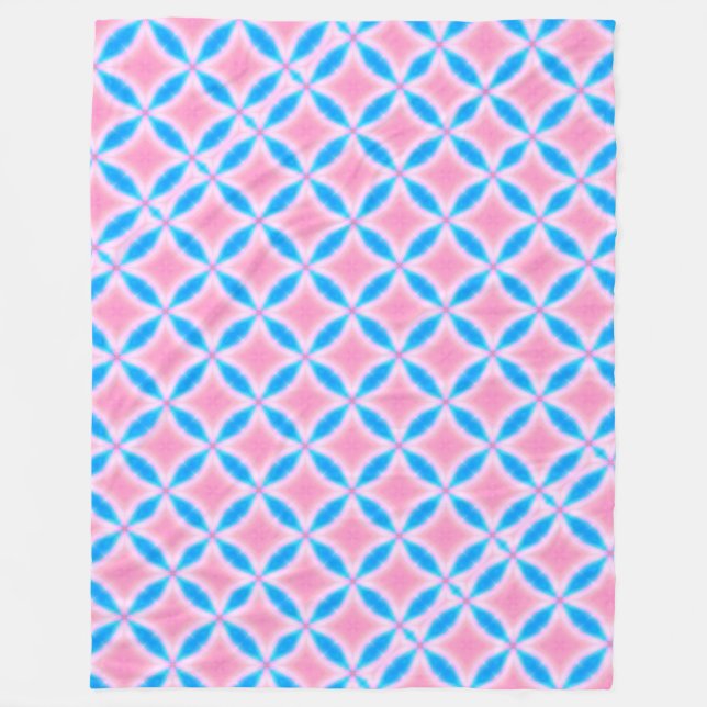 Cobertor De Velo Abstrato de Padrões Rosa e Azul (Frente)