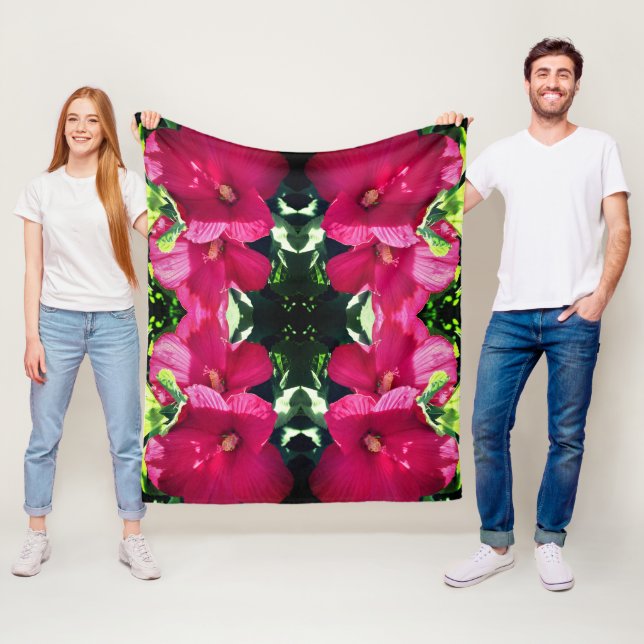Cobertor De Velo Abstrato de Par de Flor Red Hibiscus (In Situ)
