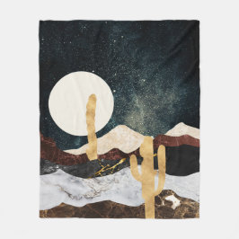 Cobertor De Velo Abstrato Desert Night Sky com Ouro Cactus