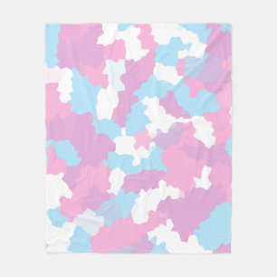 Cobertor De Velo Abstrato do Camo Branco Azul Rosa