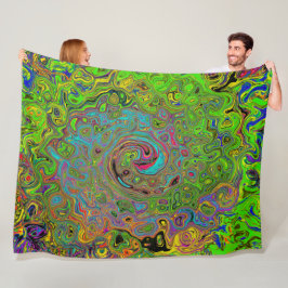 Cobertor De Velo Abstrato do Groovy Verde limão e espiral azul