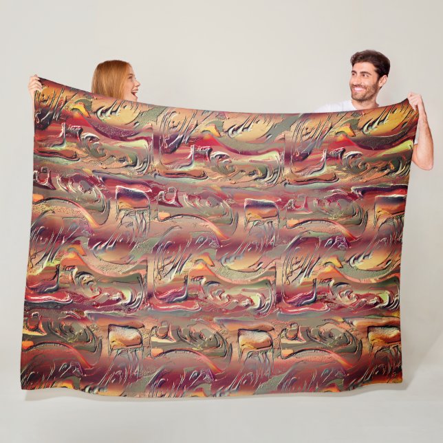 Cobertor De Velo Abstrato entalhado em salmão e gradiente vermelho (In Situ)