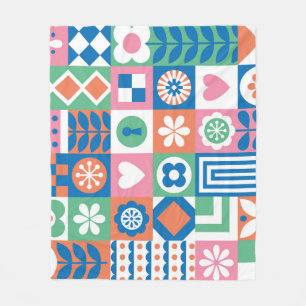 Cobertor De Velo Abstrato Floral: Scandinávia Folk Design.