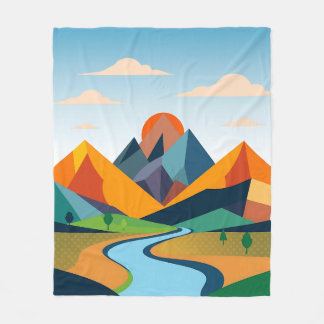 Cobertor De Velo Abstrato Geométrico Paisagem