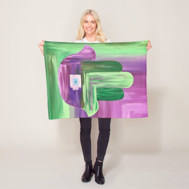 Cobertor De Velo Abstrato Hamsa Fleece Blanket (In Situ)