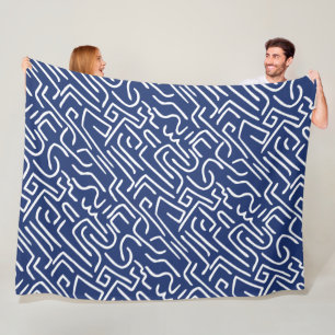 Cobertor De Velo Abstrato Lines 130318(b) - Branco em azul #1D336D