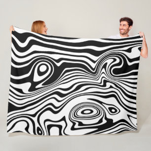 Cobertor De Velo Abstrato Linhas Pretas e Brancas Adoridas - Person