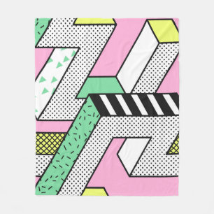 Cobertor De Velo Abstrato Memphis: formas geométricas de 80s.