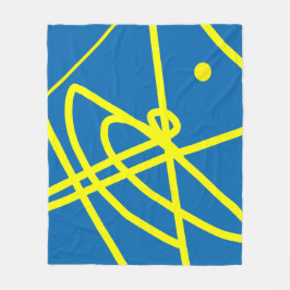 Cobertor De Velo Abstrato Minimalismo Linhas Amarelas Azul