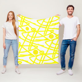 Cobertor De Velo Abstrato Minimalismo Linhas Amarelas Branco em Bra
