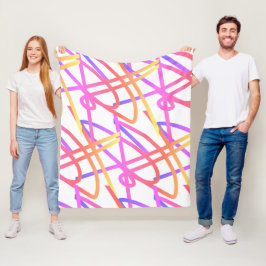 Cobertor De Velo Abstrato Minimalismo Linhas Rosa Púrpuras em Abert