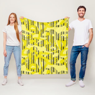 Cobertor De Velo Abstrato moderna art striped yellow black dec