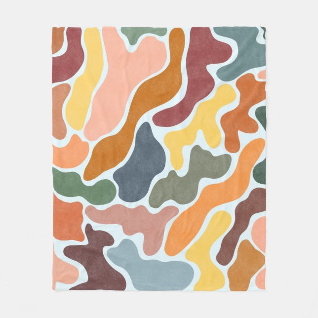 Cobertor De Velo Abstrato moderna ilustração em tons de terra.  (Frente)