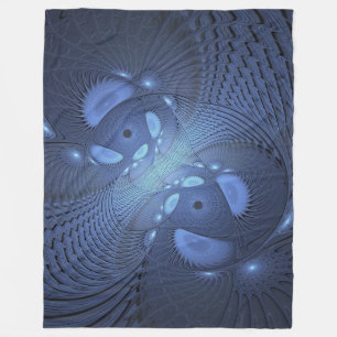 Cobertor De Velo Abstrato moderno Trendy Dusk Blue Fractal Art