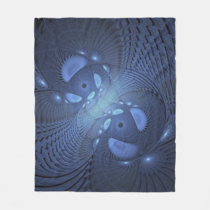 Cobertor De Velo Abstrato moderno Trendy Dusk Blue Fractal Art