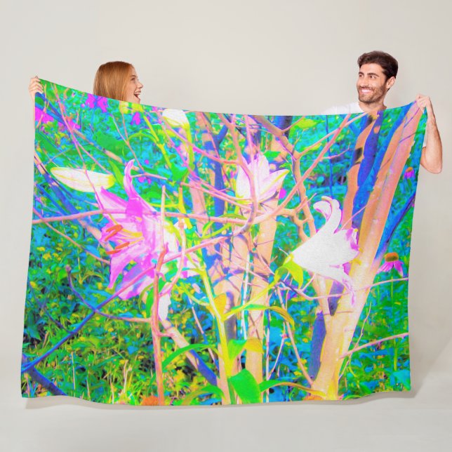 Cobertor De Velo Abstrato Oriental Lily no Meu Jardim Rubio (In Situ)