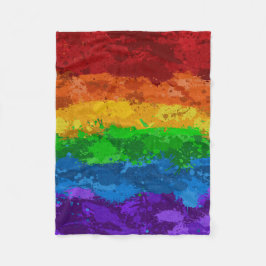 Cobertor De Velo Abstrato Paint Splatter LGBTQ Primo Rainbow