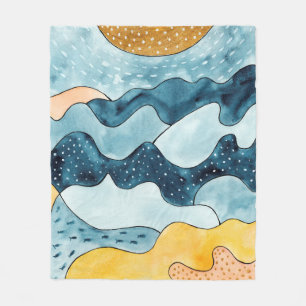 Cobertor De Velo Abstrato, paisagem minimalista moderna com ouro S