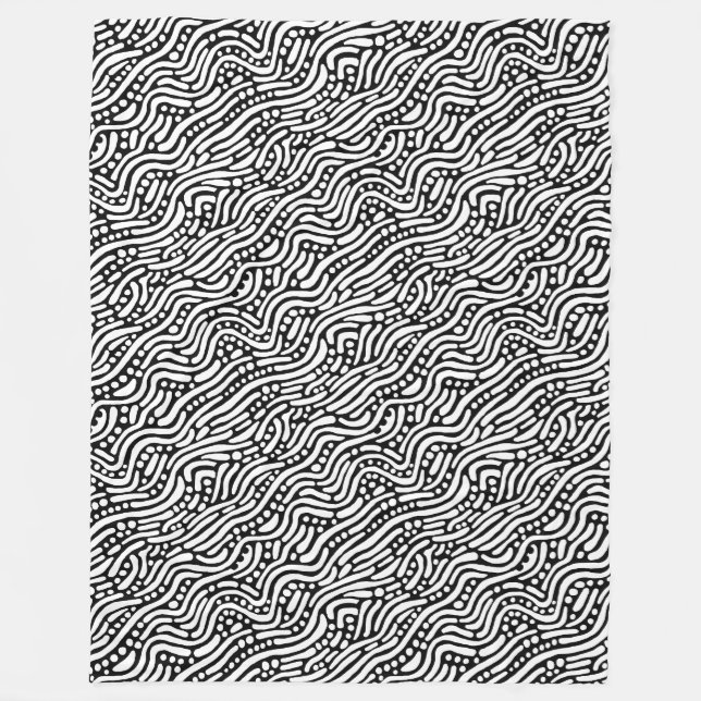 Cobertor De Velo Abstrato Pattern 110523 - Branco sobre preto (Frente)