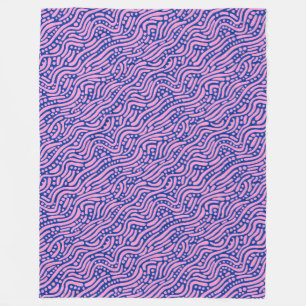 Cobertor De Velo Abstrato Pattern 110523 - Rosa e Marinho Blue