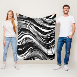 Cobertor De Velo Abstrato preto e branco