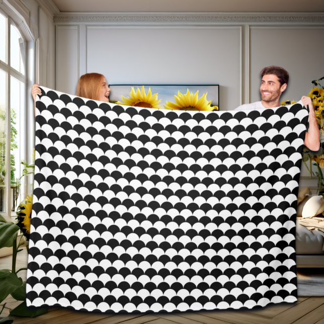 Cobertor De Velo Abstrato preto e branco moderno (Criador carregado)