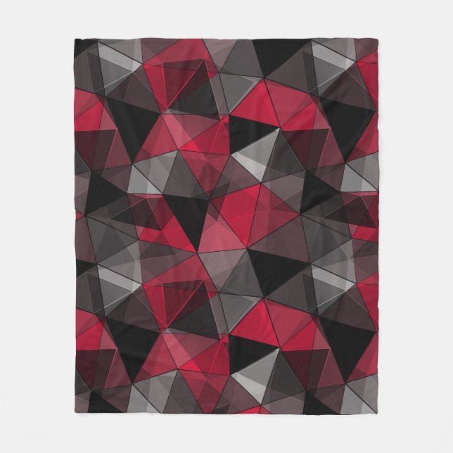 Cobertor De Velo Abstrato preto, vermelho, geométrico das cinzas. (Frente)
