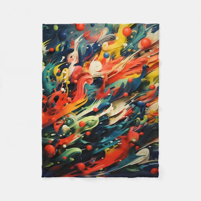 Cobertor De Velo Abstrato Rainbow Splash Rhapsody Art (Frente)