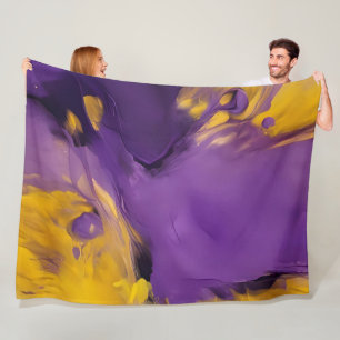 Cobertor De Velo Abstrato Roxo e Dourado