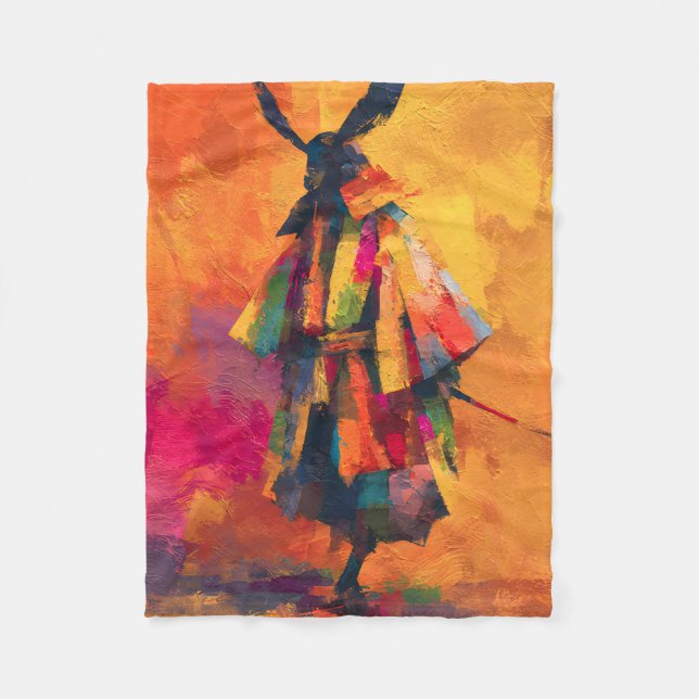 Cobertor De Velo Abstrato Samurai Warrior Silhouette (Frente)
