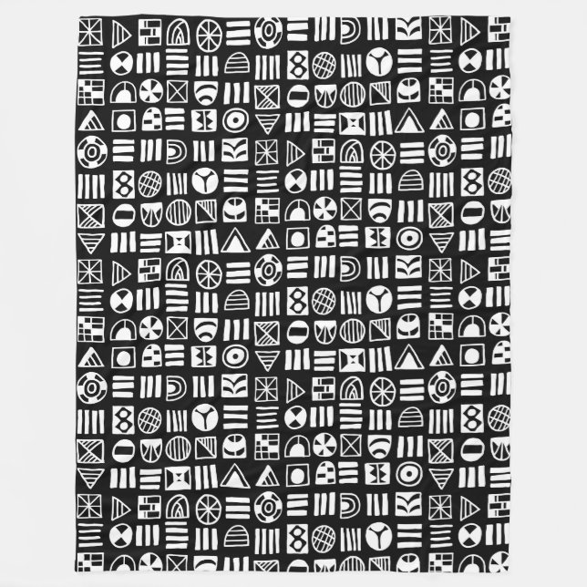Cobertor De Velo Abstrato Shapes 060617 Pattern - Branco em preto (Frente)