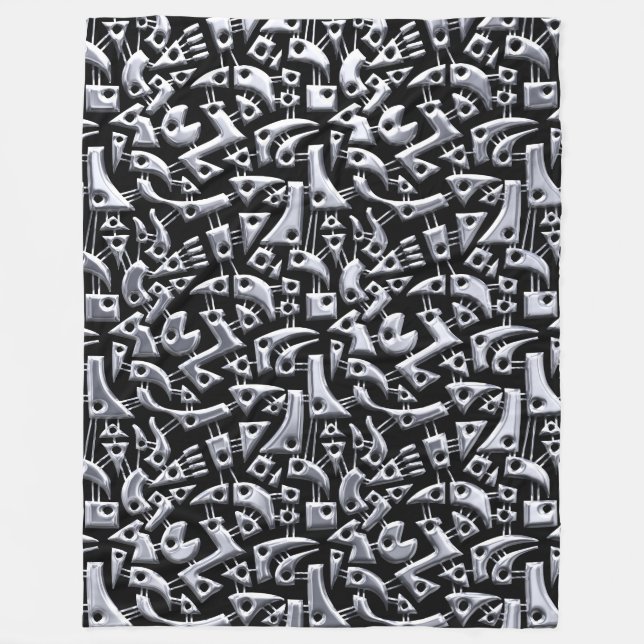 Cobertor De Velo Abstrato Shapes 180318 - Shiny Silver (Frente)