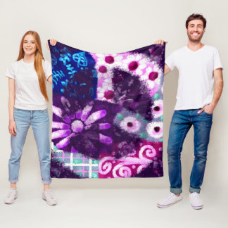 Cobertor De Velo Abstrato - Sinal de Paz Hippie Art Purple Azul
