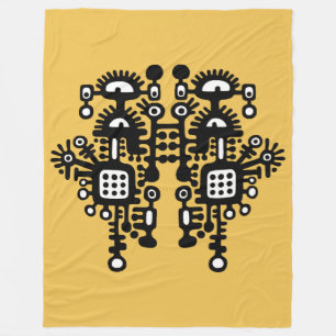 Cobertor De Velo Abstrato Structure - B&W com âmbar