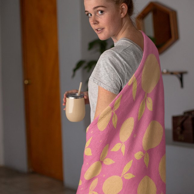 Cobertor De Velo Abstrato tangerina, padrão rosa e amarelo (Criador carregado)