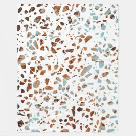 Cobertor De Velo Abstrato Terrazzo Mosaico Rust Brown & Blue Padrão