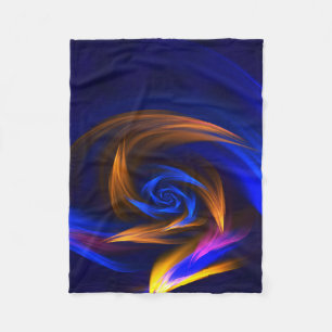 Cobertor De Velo Abstrato Vortex Forma Azul Laranja