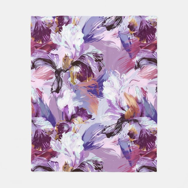 Cobertor De Velo Abstrato Watercolor Iris Impressão (Frente)