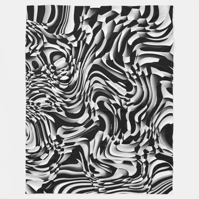 Cobertor De Velo Abstrato Wavy 270321 - 01 Preto e Branco (Frente)