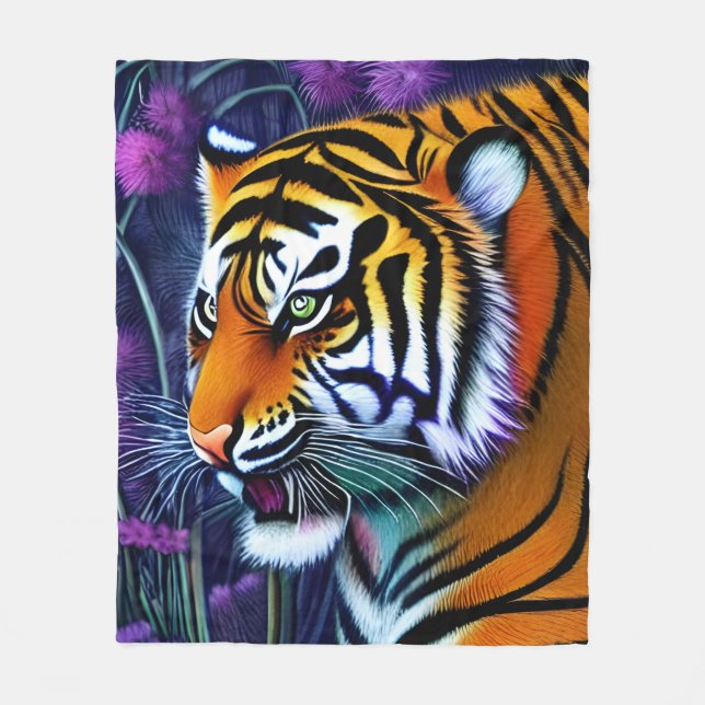 Cobertor De Velo Abstrato Wild Majexpressa Tiger (Frente)