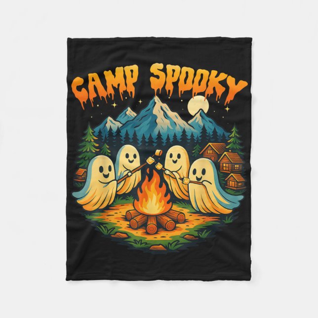 Cobertor De Velo Acampamento Spooky Summerentre o Fantasma Cute do  (Frente)