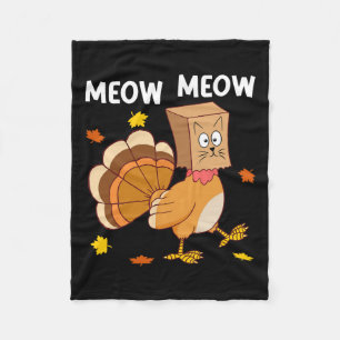 Cobertor De Velo Ação de Graças Turquia Cat Meow Homens Engraçados 