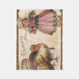 Cobertor De Velo Ação de Graças Vintage, Turquia, Garota Peregrina