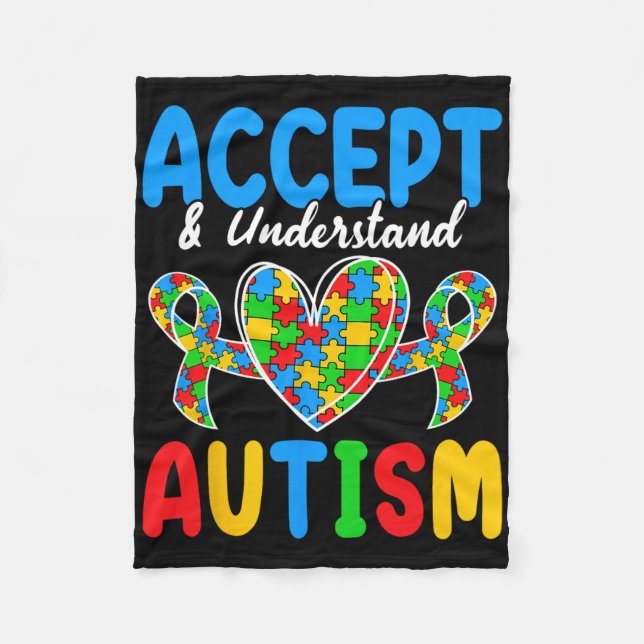 Cobertor De Velo Aceitar E Compreender O Dia Do Autismo (Frente)