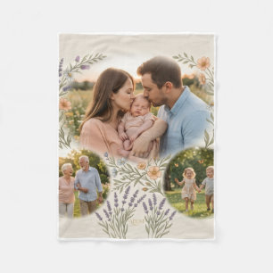 Cobertor De Velo Acentos Florais de Lavanda Colagem de Fotos Famíli