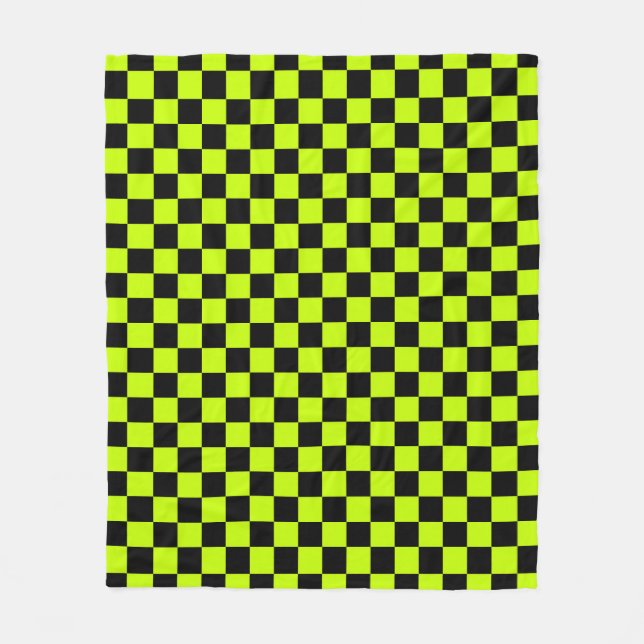 Cobertor De Velo Acid green black checkerboard pattern (Frente)